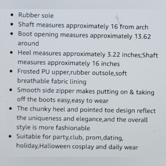 NIB Pointed Toe chunky heel long boots with side zipper wear 8 hours size 10 - Picture 14 of 14